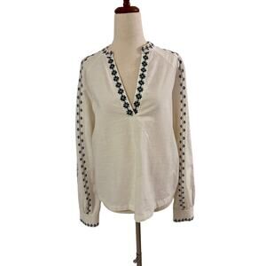 Treasure & Bond Top Women's White Long Sleeve Medium 100% Cotton